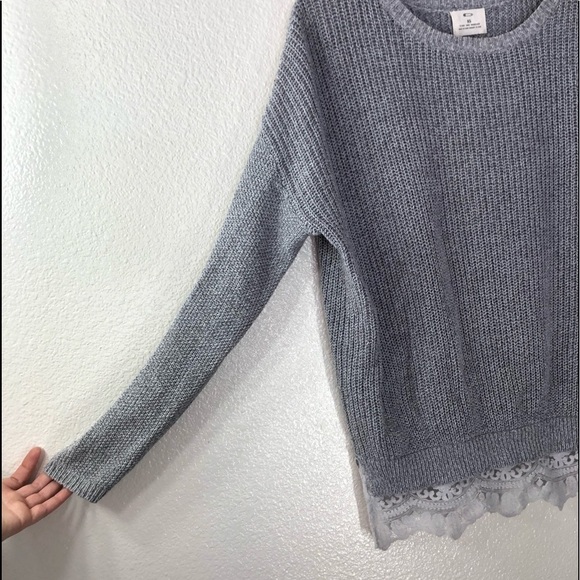 Pins And Needles Grey Sweater With Lace Detail - Picture 3 of 4